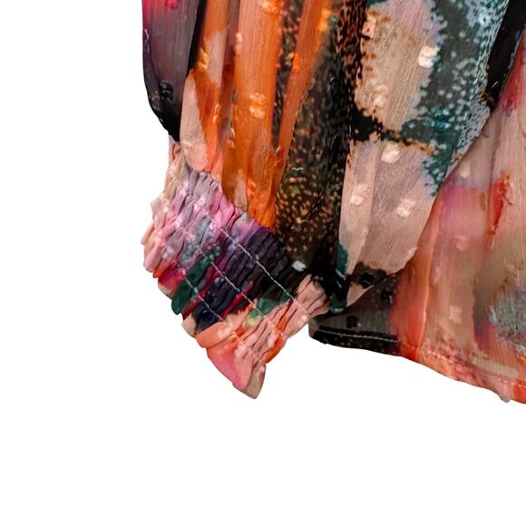 Torrid Chiffon Butterfly Blouse Clip Dot Blouson Sleeve Womens Plus 2/2X - Picture 6 of 9